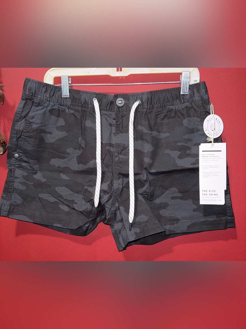 NWT Women’s Black Camo Shorts with Drawstring, Sz Large